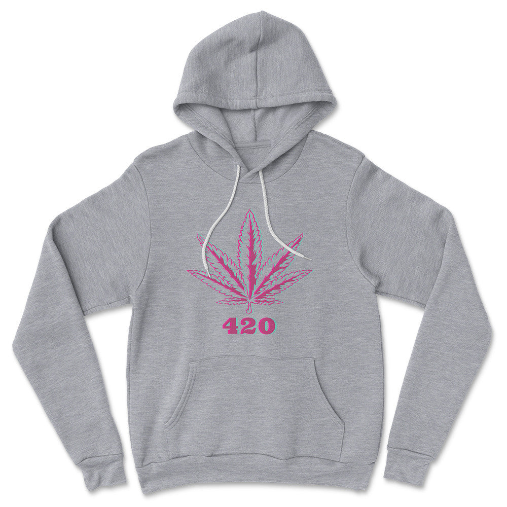 420 Hemp Leaf Hoodie in Athletic Heather color