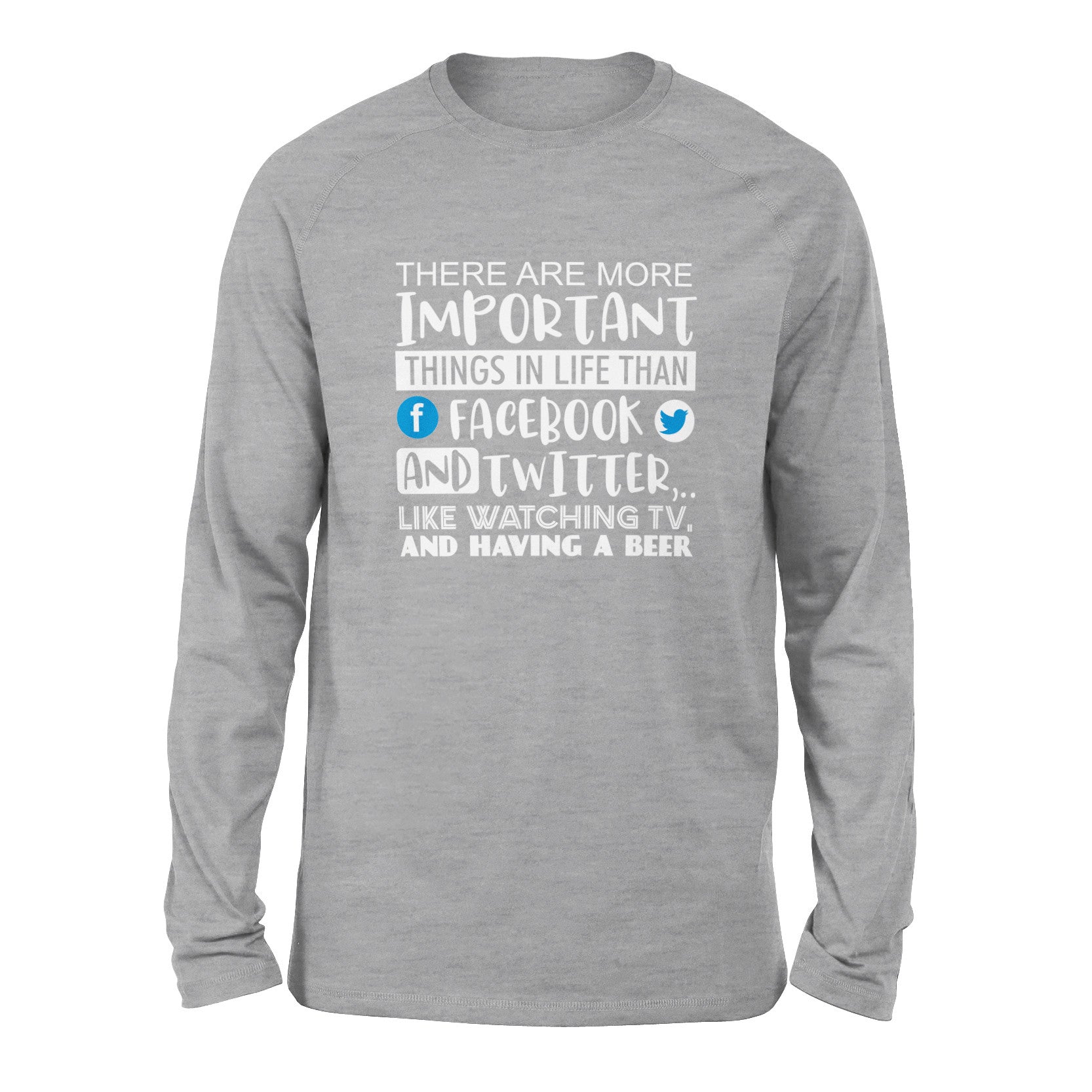 More Important Things In Life Than Fb And Twitter Men/Unisex Drop Shoulder Sweatshirt in Athletic Heather color