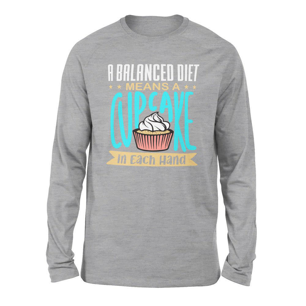 A Balanced Diet Means, A Cake In Each Hand Men/Unisex Drop Shoulder Sweatshirt in Athletic Heather color