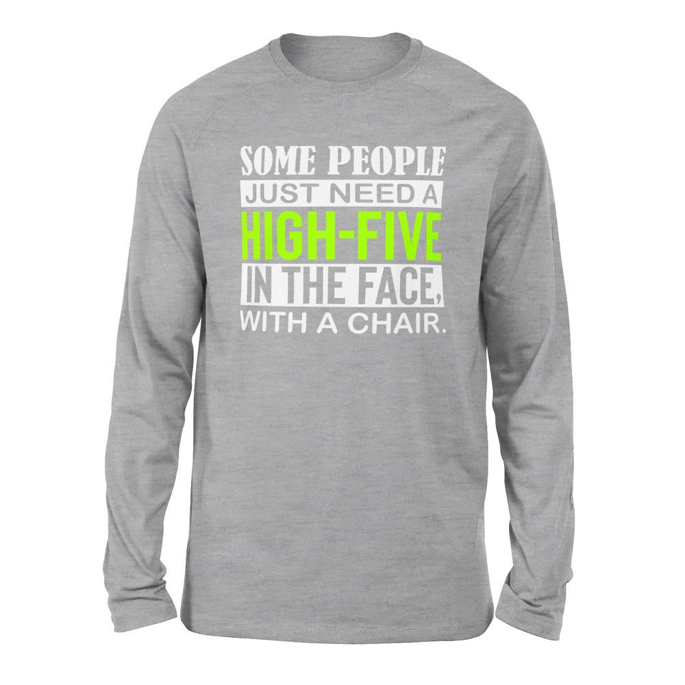 Some People Just Need A High-Five In The Face With A Chair Men/Unisex Drop Shoulder Sweatshirt in Athletic Heather color