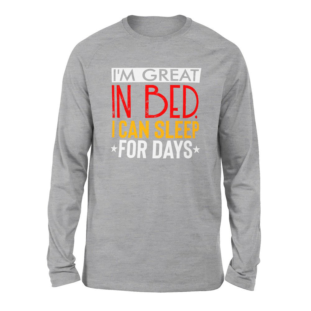 I'm Great In Bed, I Can Sleep For Days Men/Unisex Drop Shoulder Sweatshirt in Athletic Heather color