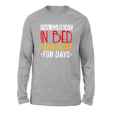 I'm Great In Bed, I Can Sleep For Days Men/Unisex Drop Shoulder Sweatshirt in Athletic Heather color