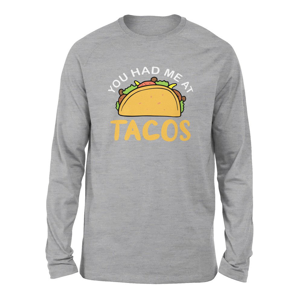 You Had Me At Tacos Men/Unisex Drop Shoulder Sweatshirt in Athletic Heather color