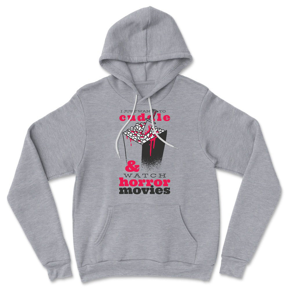 I Just Want To Cuddle And Watch Horror Movies Hoodie in Athletic Heather color