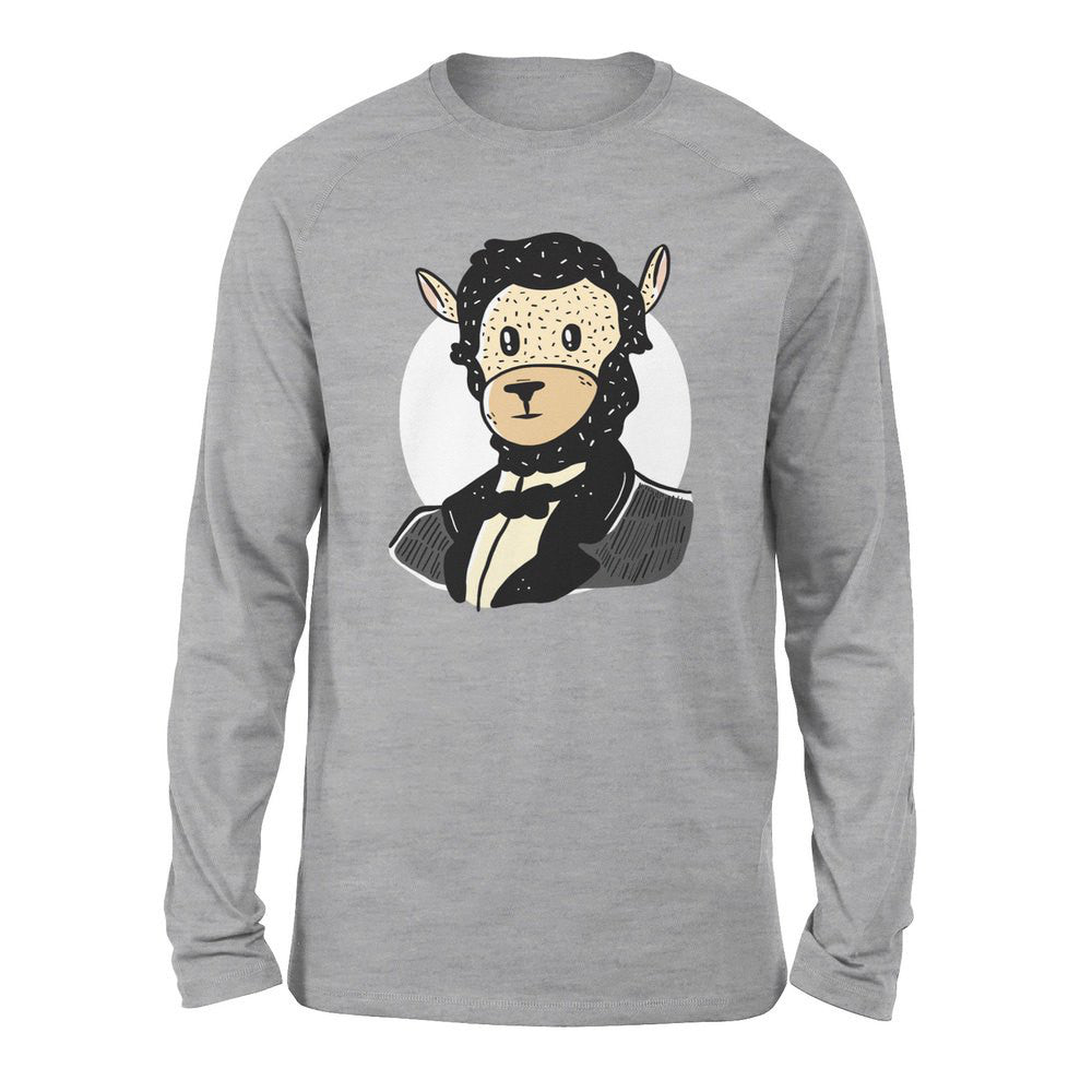 Lincoln Llama Men/Unisex Drop Shoulder Sweatshirt in Athletic Heather color