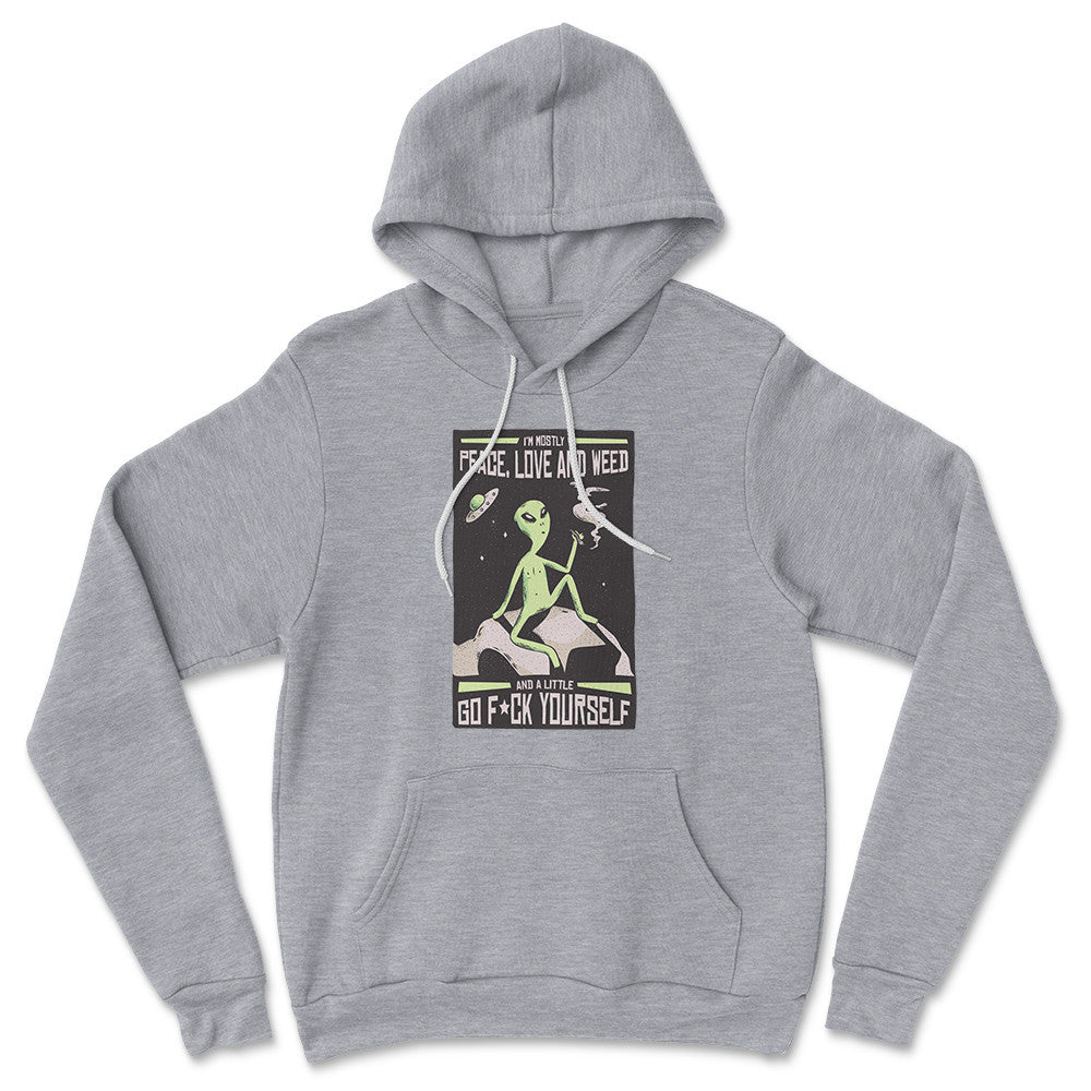 I Mostly Want Peace, Love And Weed Hoodie in Athletic Heather color