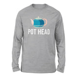 Pot Head Men/Unisex Drop Shoulder Sweatshirt in Athletic Heather color