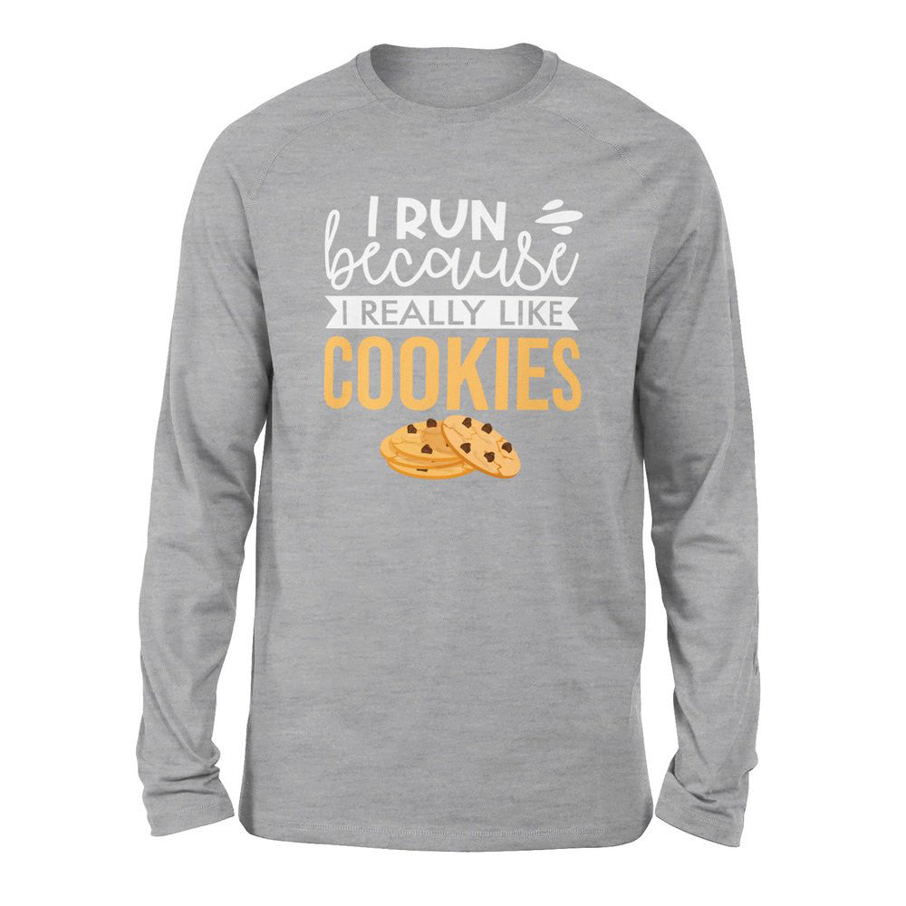 I Run Because I Really Like Cookies Men/Unisex Drop Shoulder Sweatshirt in Athletic Heather color