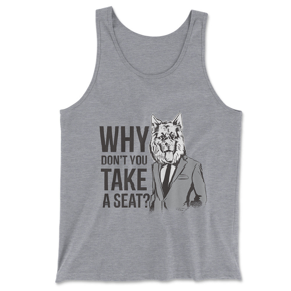 Why Dont You Take A Seat Men/Unisex Tank in Athletic Heather color