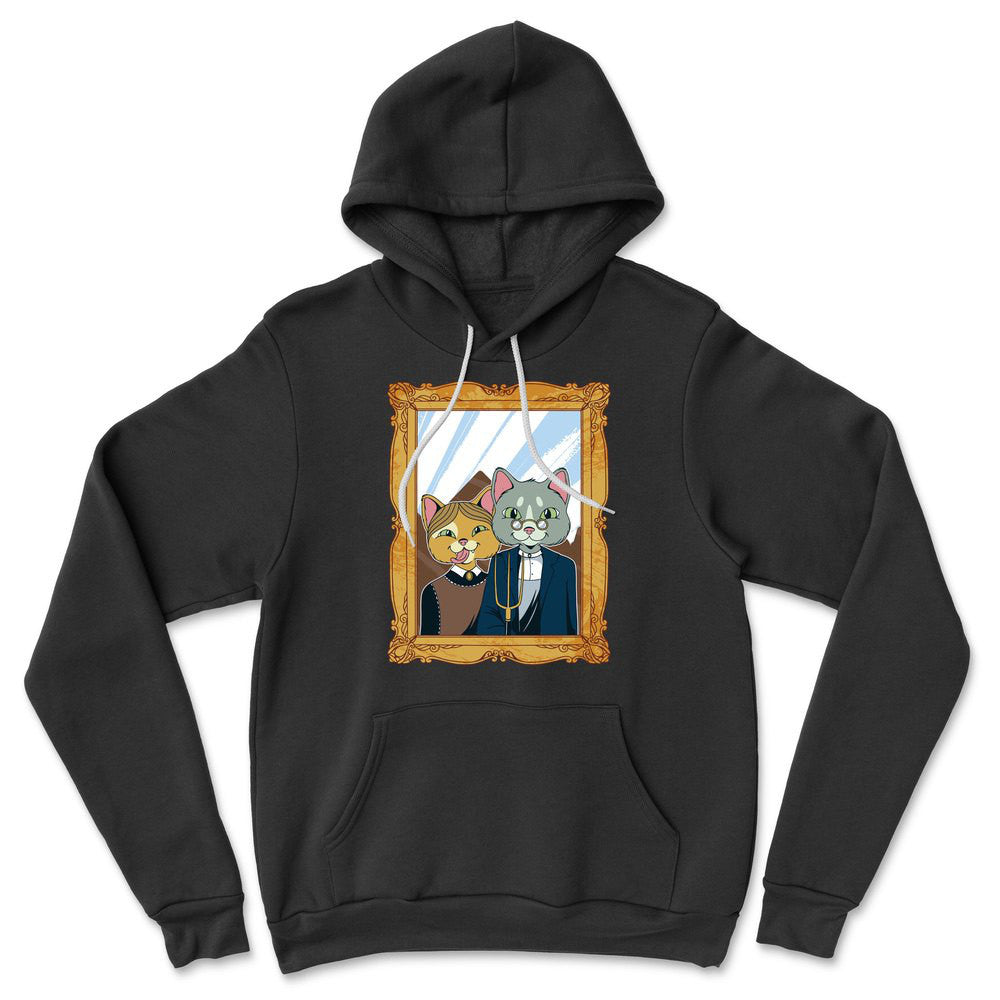 American Gothic Cats Hoodie in Black color