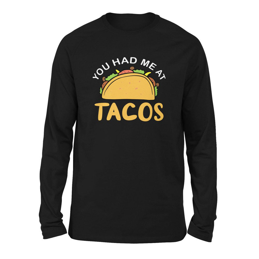 You Had Me At Tacos Men/Unisex Drop Shoulder Sweatshirt in Black color
