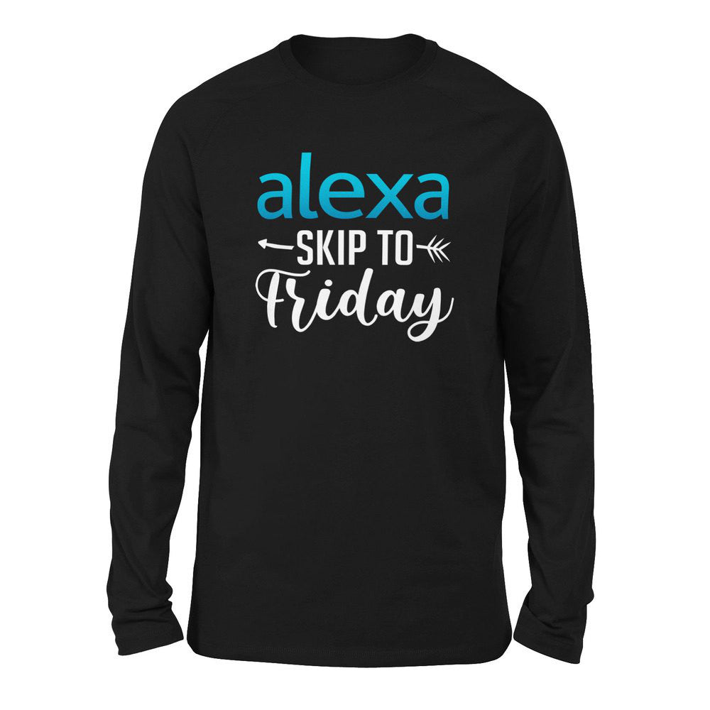 Alexa, Skip To Friday Men/Unisex Drop Shoulder Sweatshirt in Black color