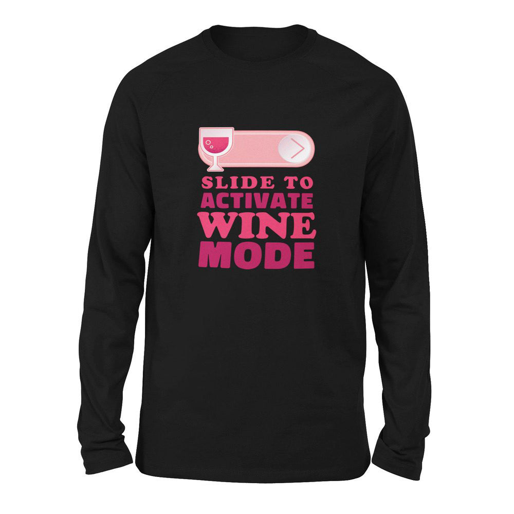 Swipe Right For Wine Mode Men/Unisex Drop Shoulder Sweatshirt in Black color
