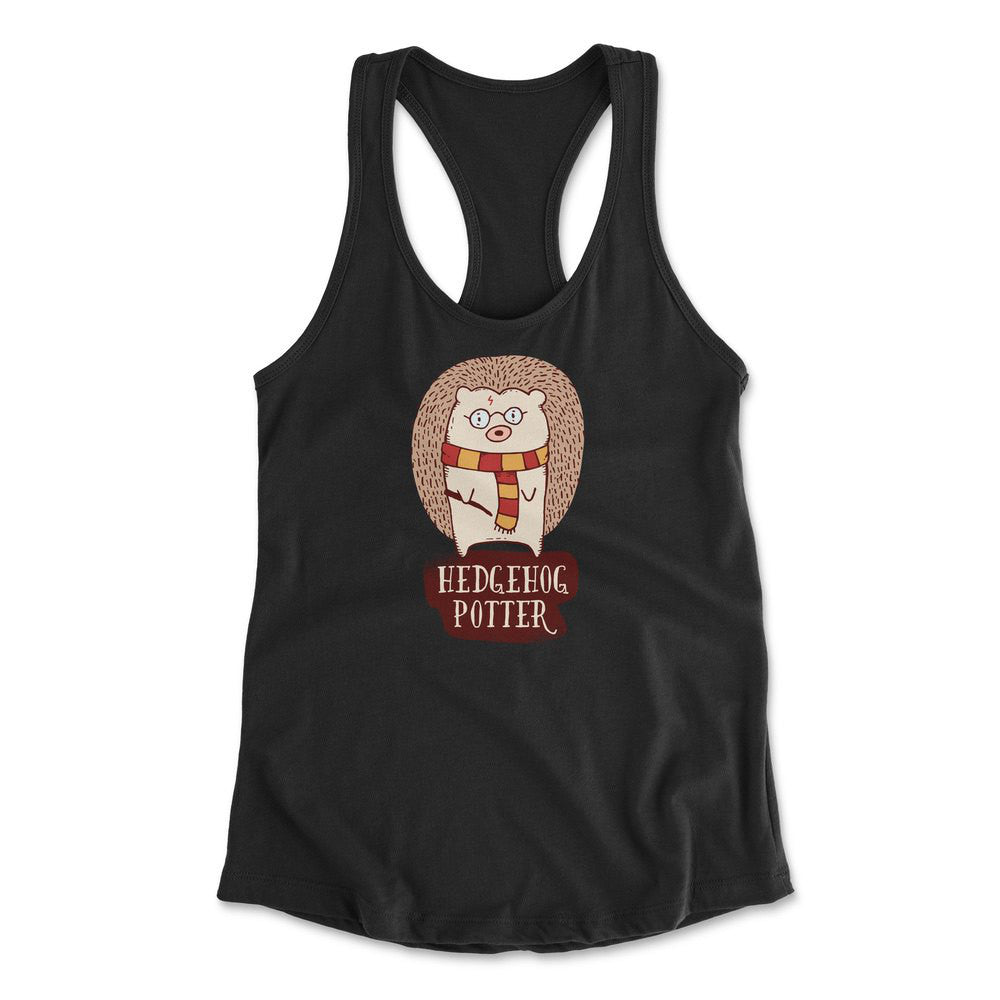 Hedge Hog Potter Womens Racerback Tank in Black color