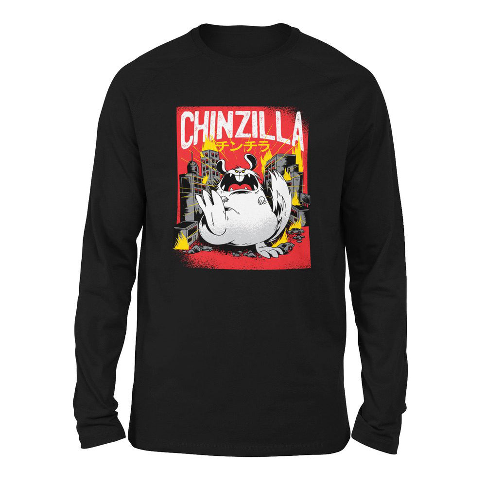 Chinzilla Monster Men/Unisex Drop Shoulder Sweatshirt in Black color