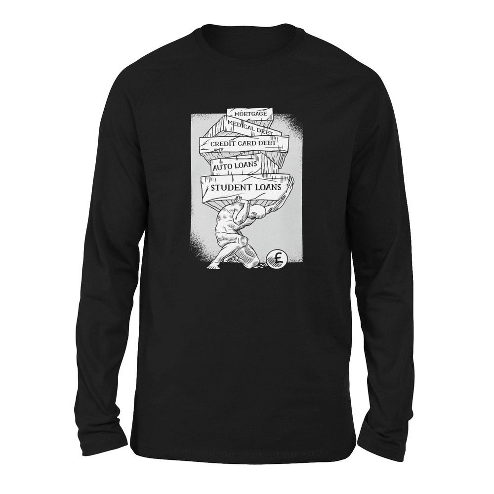 Debt Atlas Men/Unisex Drop Shoulder Sweatshirt in Black color