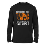 May Be If We Tell People The Brain Is An App, They'll Start Using It Men/Unisex Drop Shoulder Sweatshirt in Black color