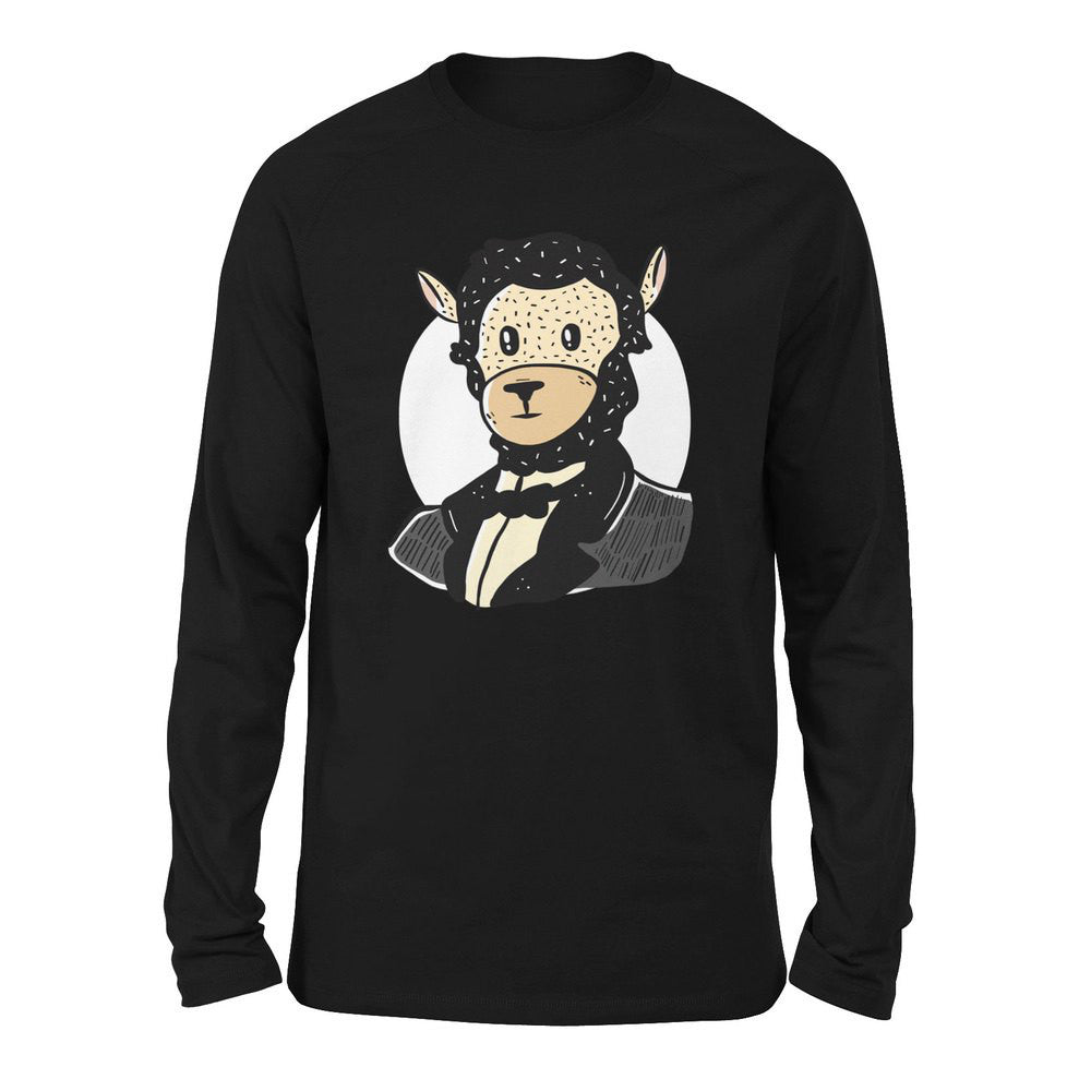 Lincoln Llama Men/Unisex Drop Shoulder Sweatshirt in Black color