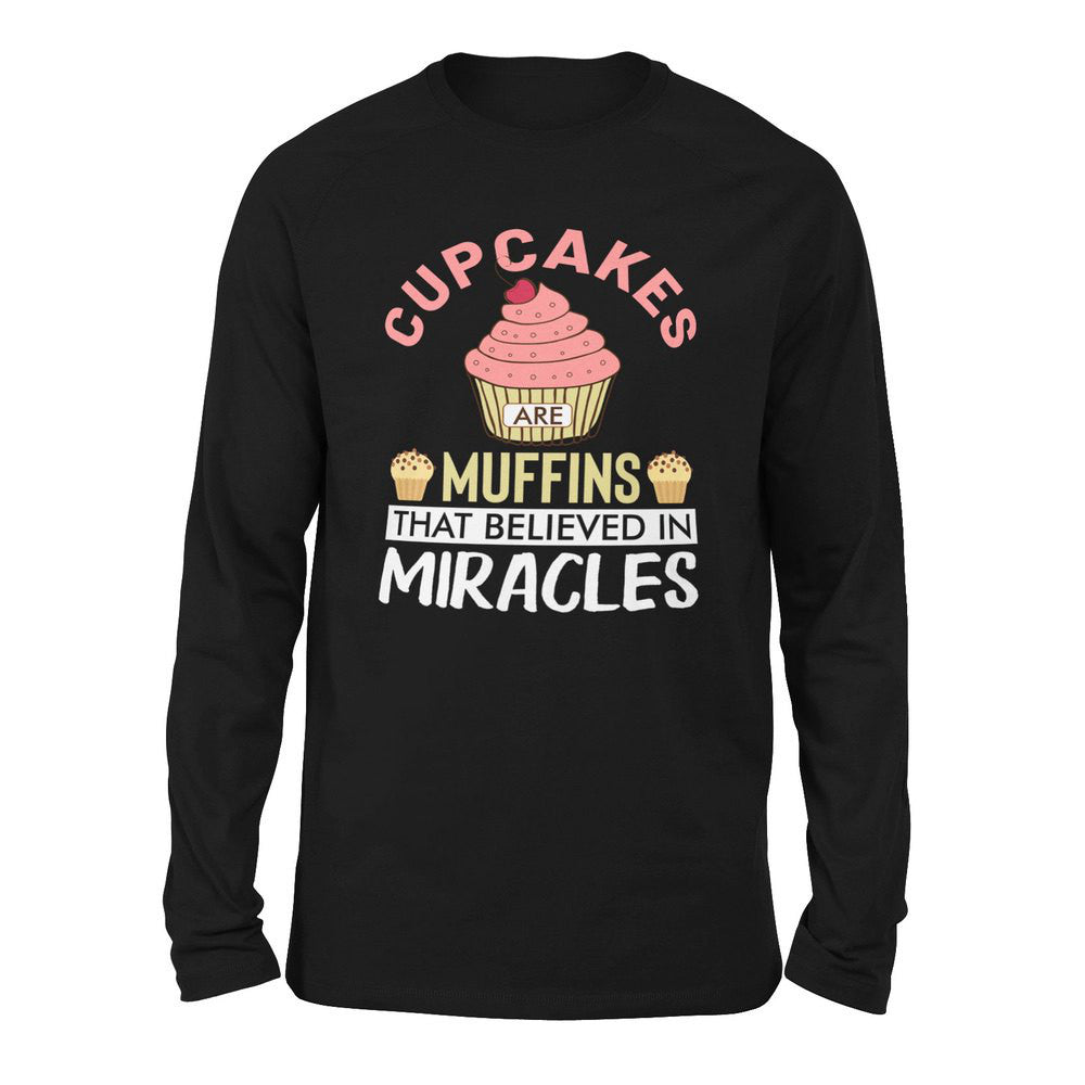 Cupcakes Are Muffins That Believed In Miracles Men/Unisex Drop Shoulder Sweatshirt in Black color