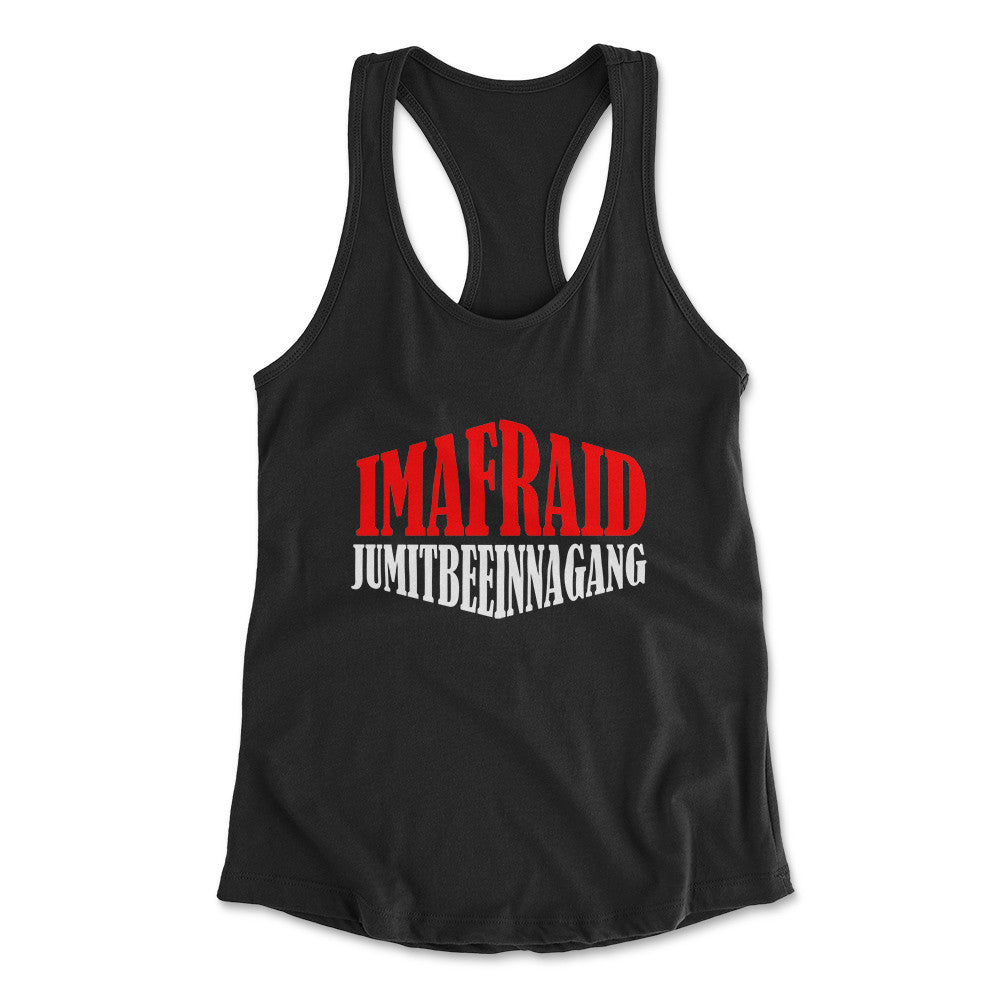Imafraid Jumitbeeinnagang Womens Racerback Tank in Black color