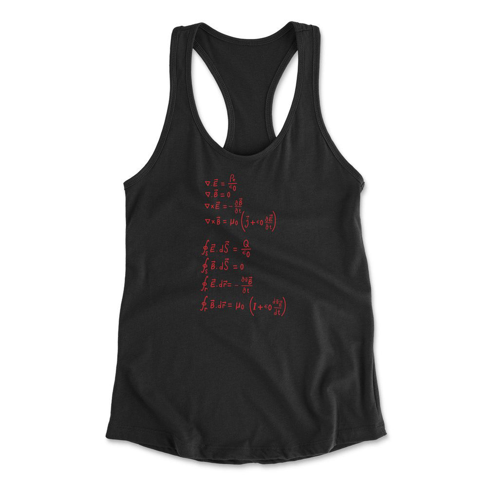 Physics Formula Womens Racerback Tank in Black color