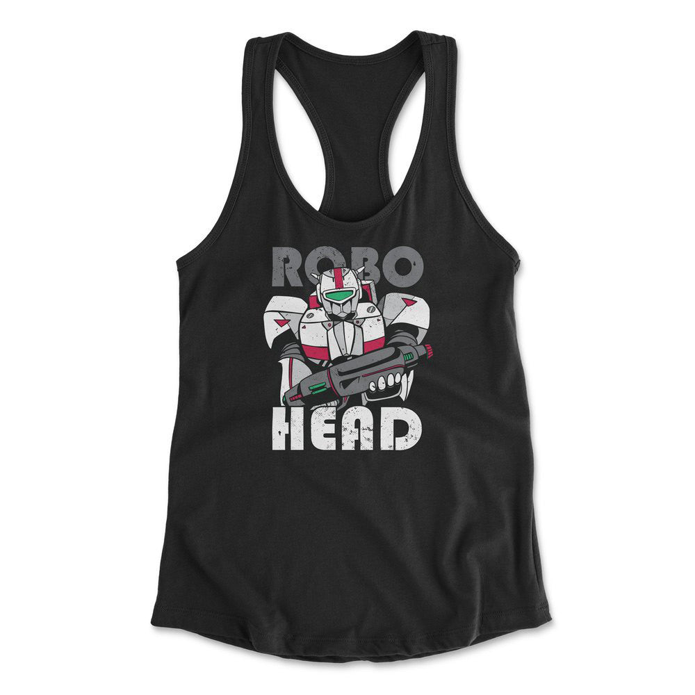 Robo Head Womens Racerback Tank in Black color