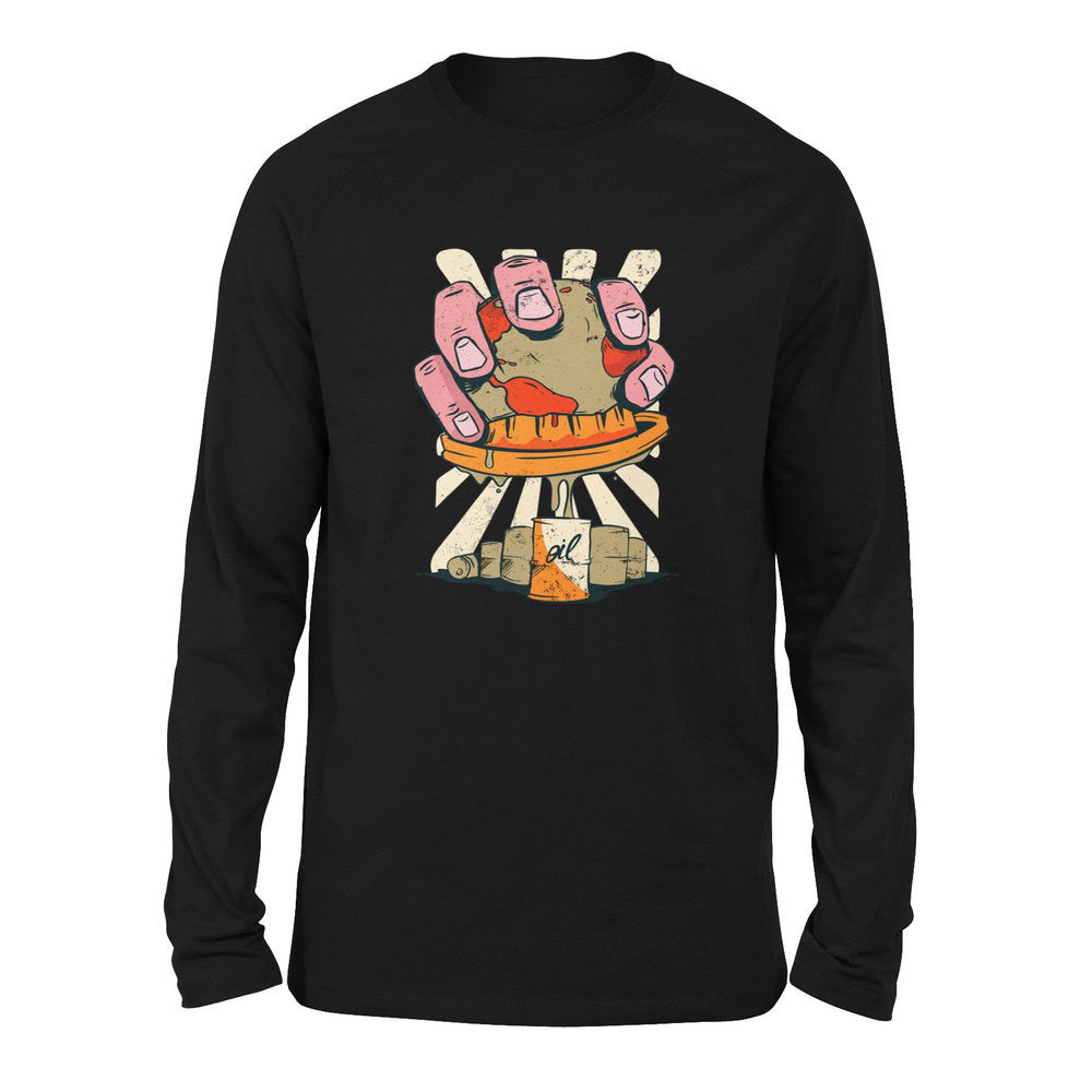 Planet Oil Squeezer Men/Unisex Drop Shoulder Sweatshirt in Black color
