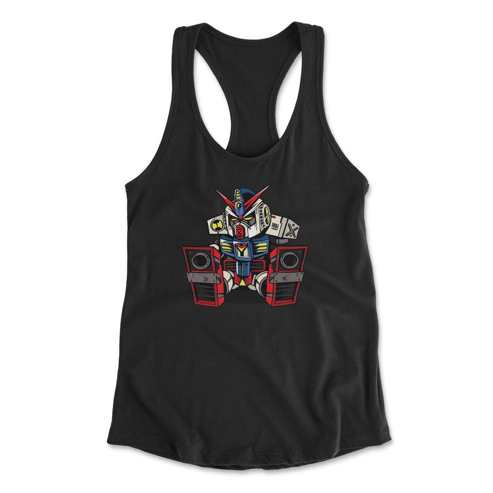 Sleepy Robot Womens Racerback Tank in Black color