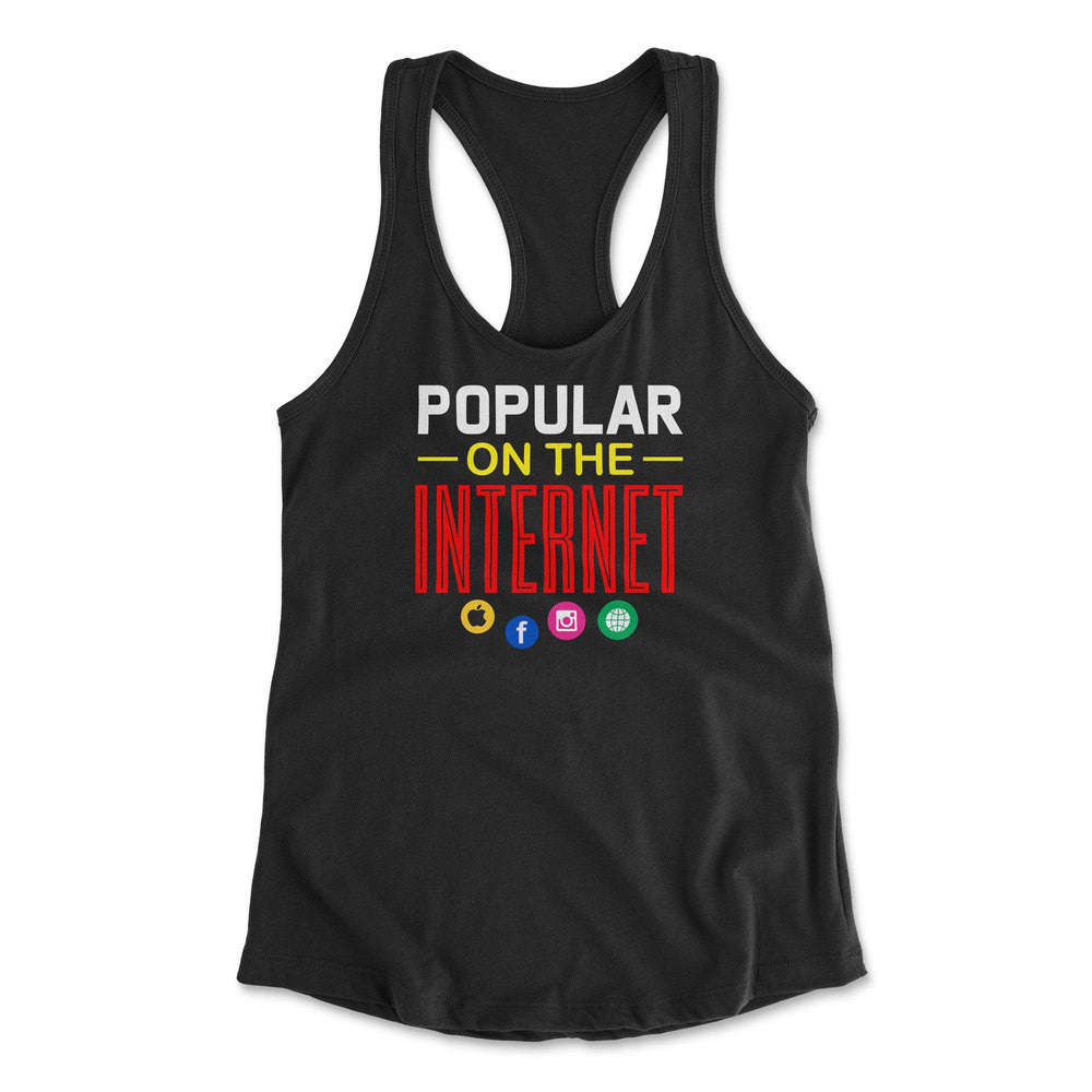 Popular On The Internet Womens Racerback Tank in Black color
