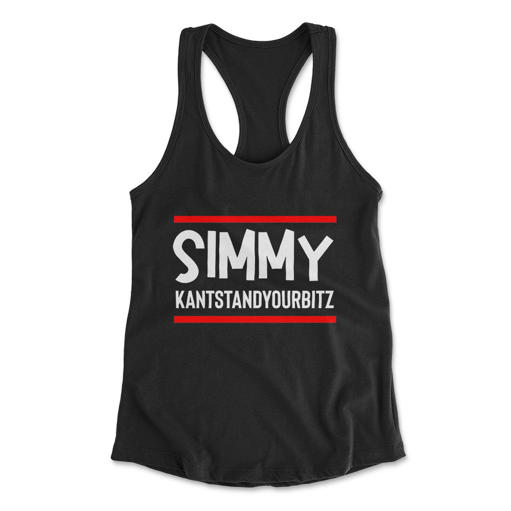 Simmy Kantstandyourbitz Womens Racerback Tank in Black color