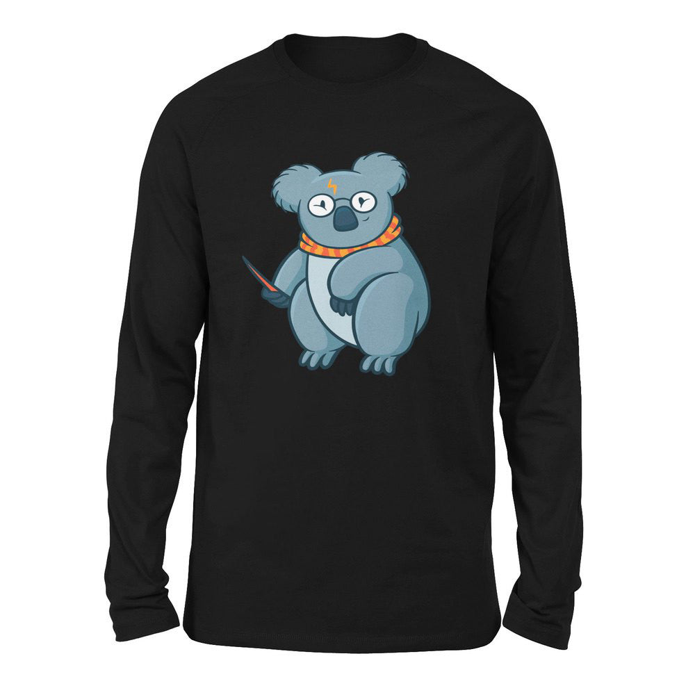 Koala Potter Men/Unisex Drop Shoulder Sweatshirt in Black color