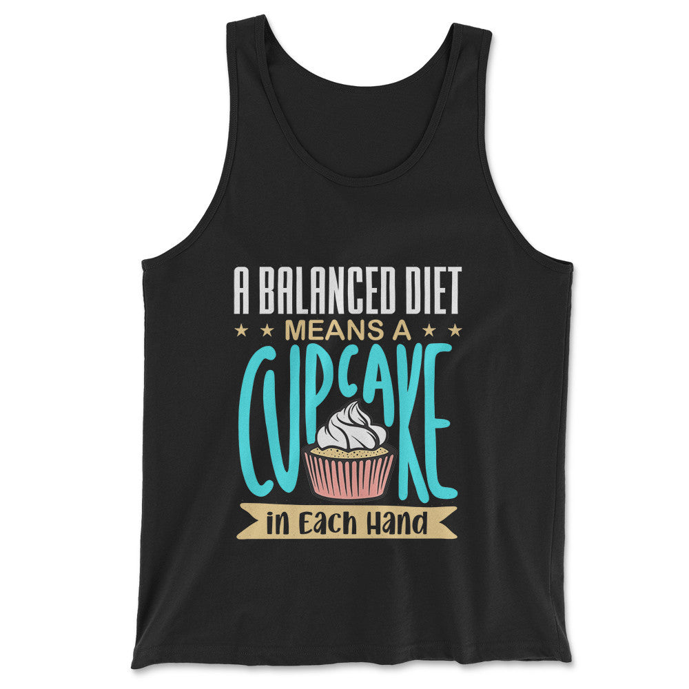 Cupcake - A Balanced Diet Men/Unisex Tank in Black color