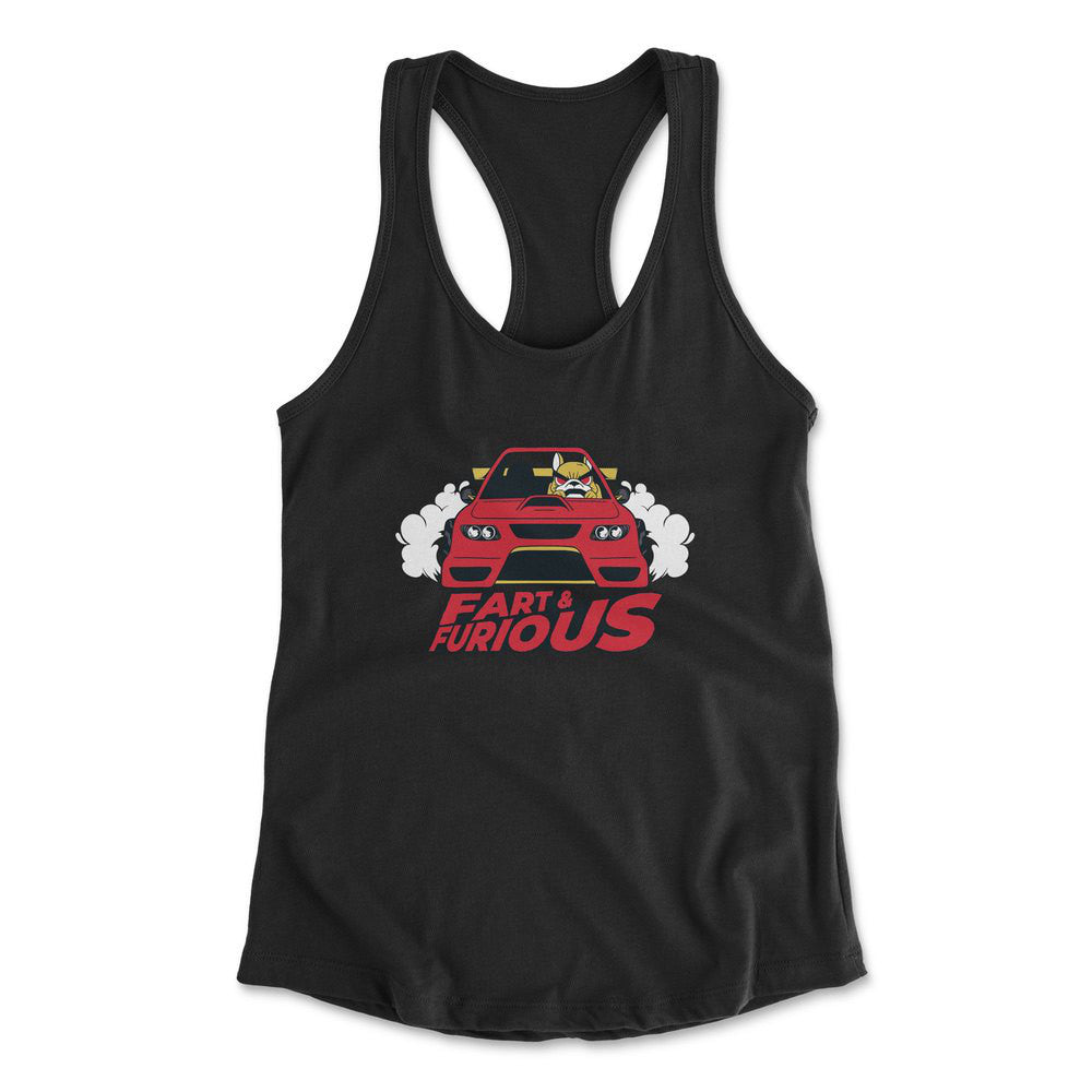 Fart And Furious Womens Racerback Tank in Black color