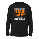 Maybe If We Tell People The Brain Is An App, They'll Start Using It Men/Unisex Drop Shoulder Sweatshirt in Black color