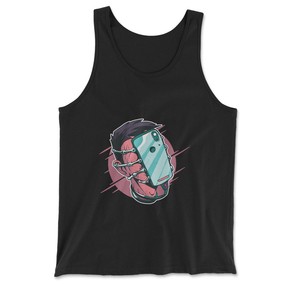 Phone Face Hugger Men/Unisex Tank in Black color