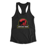 Jurassic Bank Womens Racerback Tank in Black color