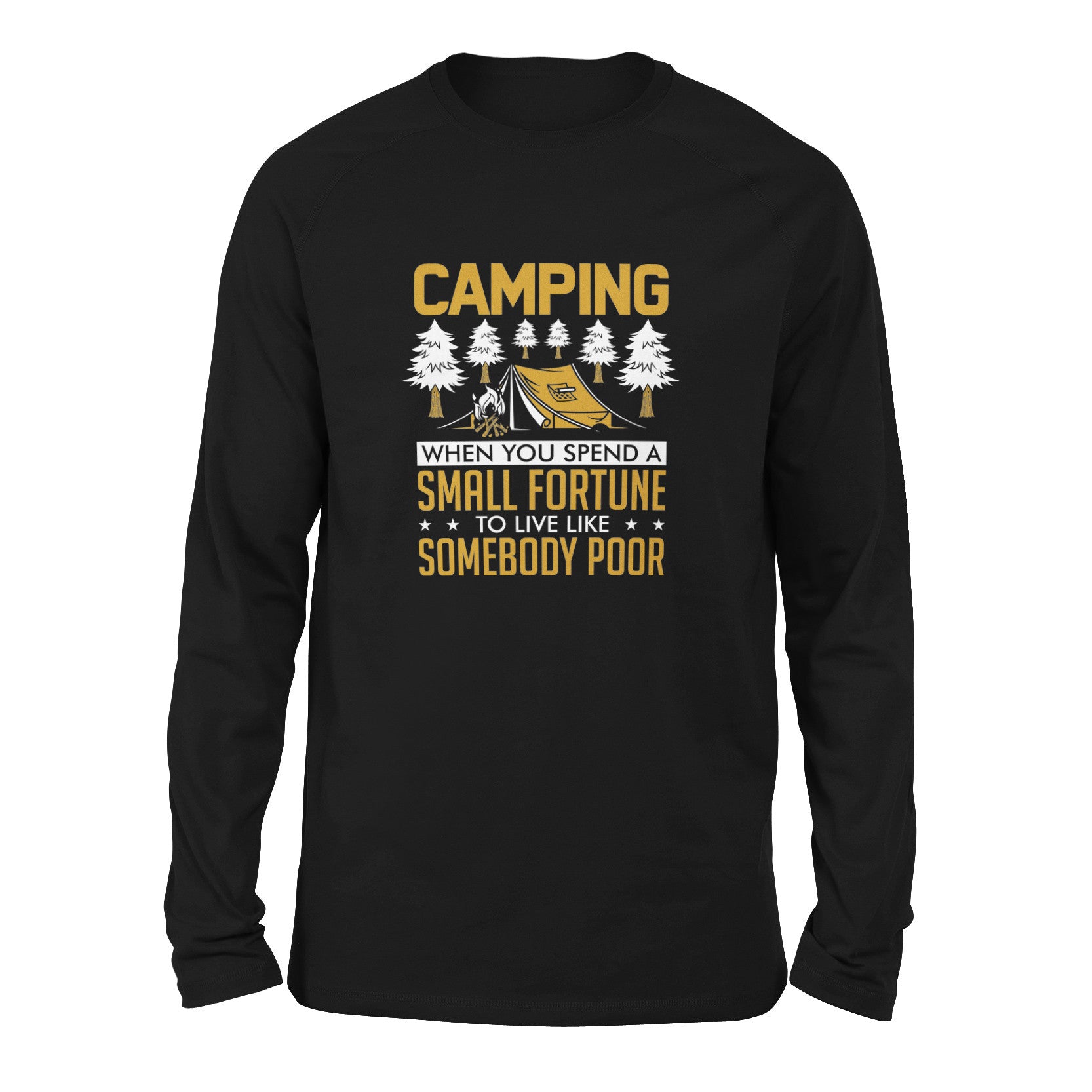 Camping - Spend A Fortune And Live Like A Poor Men/Unisex Drop Shoulder Sweatshirt in Black color
