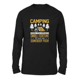 Camping - Spend A Fortune And Live Like A Poor Men/Unisex Drop Shoulder Sweatshirt in Black color