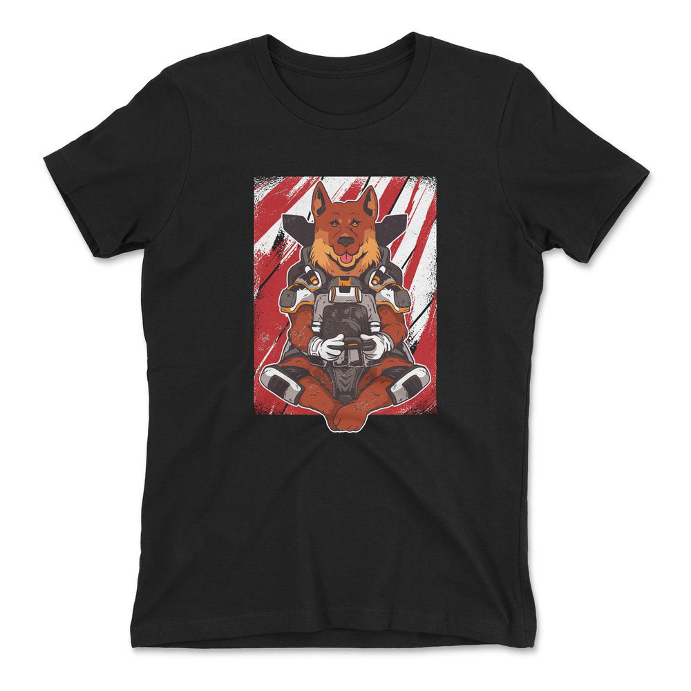German Shepard Gamer Dog Womens T-Shirt in Black color