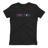 Science Lettering Womens T-Shirt in Black color