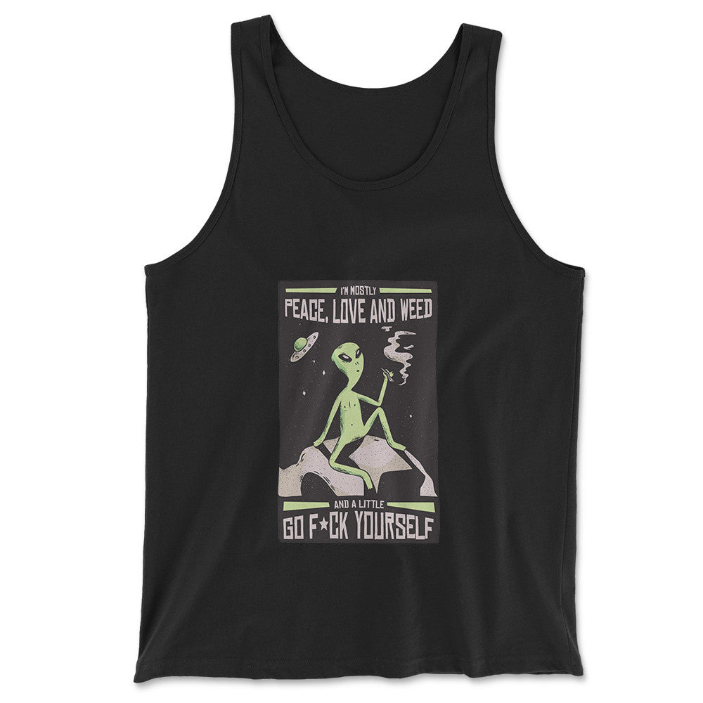 I Mostly Want Peace, Love And Weed Men/Unisex Tank in Black color