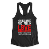 My Husband And I Fell In Love At First Sight Womens Racerback Tank