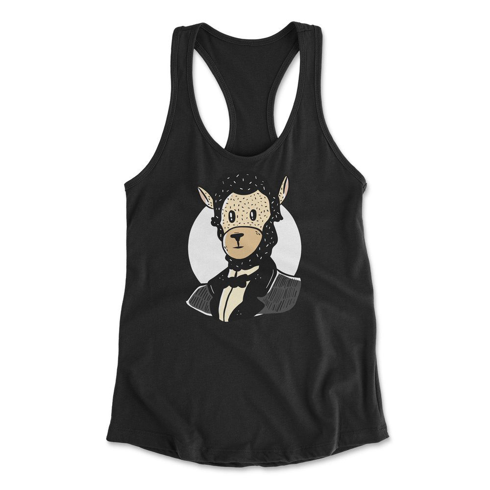 Lincoln Llama Womens Racerback Tank in Black color