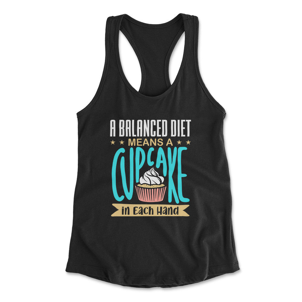 Cupcake - A Balanced Diet Womens Racerback Tank in Black color