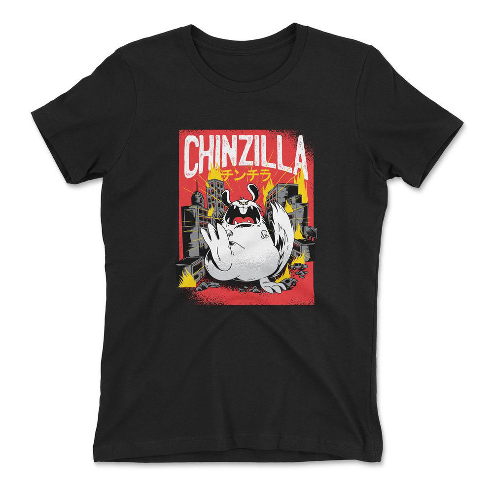 Chinzilla Monster Womens T-Shirt in Black color