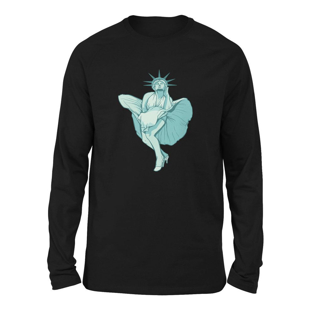 Statue Of Liberty Marilyn Monroe Men/Unisex Drop Shoulder Sweatshirt in Black color