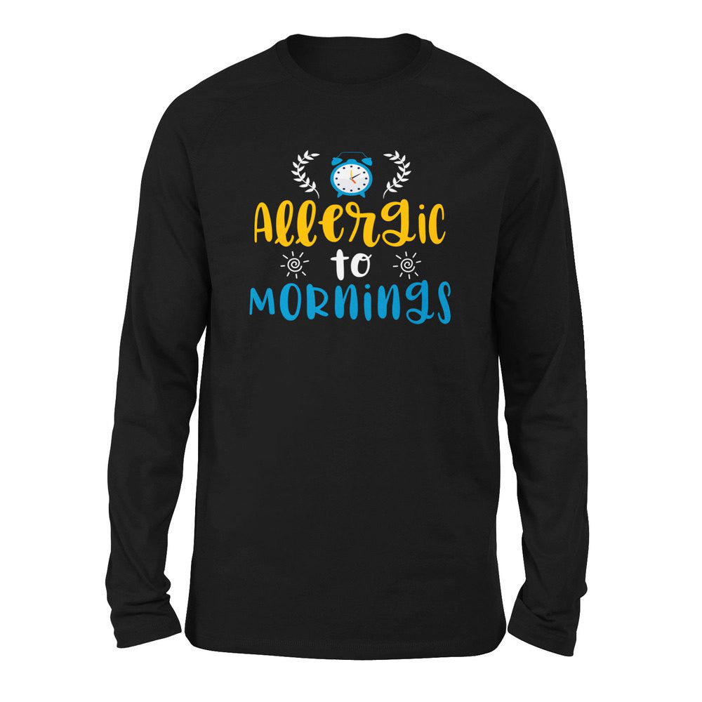 Allergic To Mornings Men/Unisex Drop Shoulder Sweatshirt in Black color