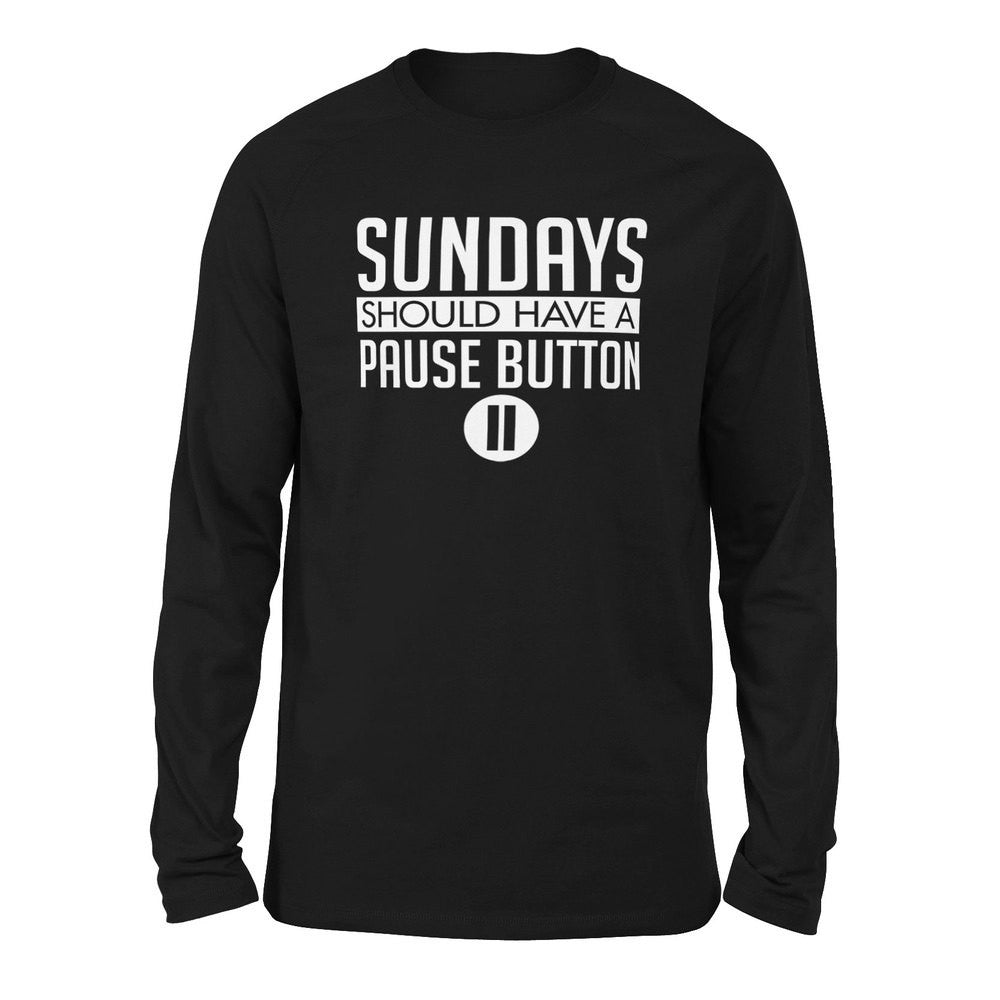 Sundays Should Have A Pause Button Men/Unisex Drop Shoulder Sweatshirt in Black color