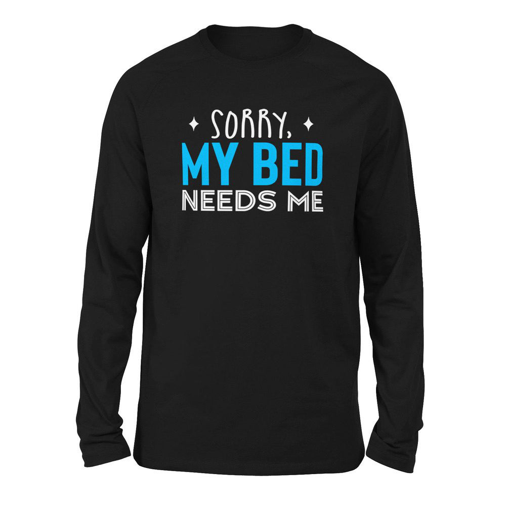 Sorry, My Bed Needs Me Men/Unisex Drop Shoulder Sweatshirt in Black color