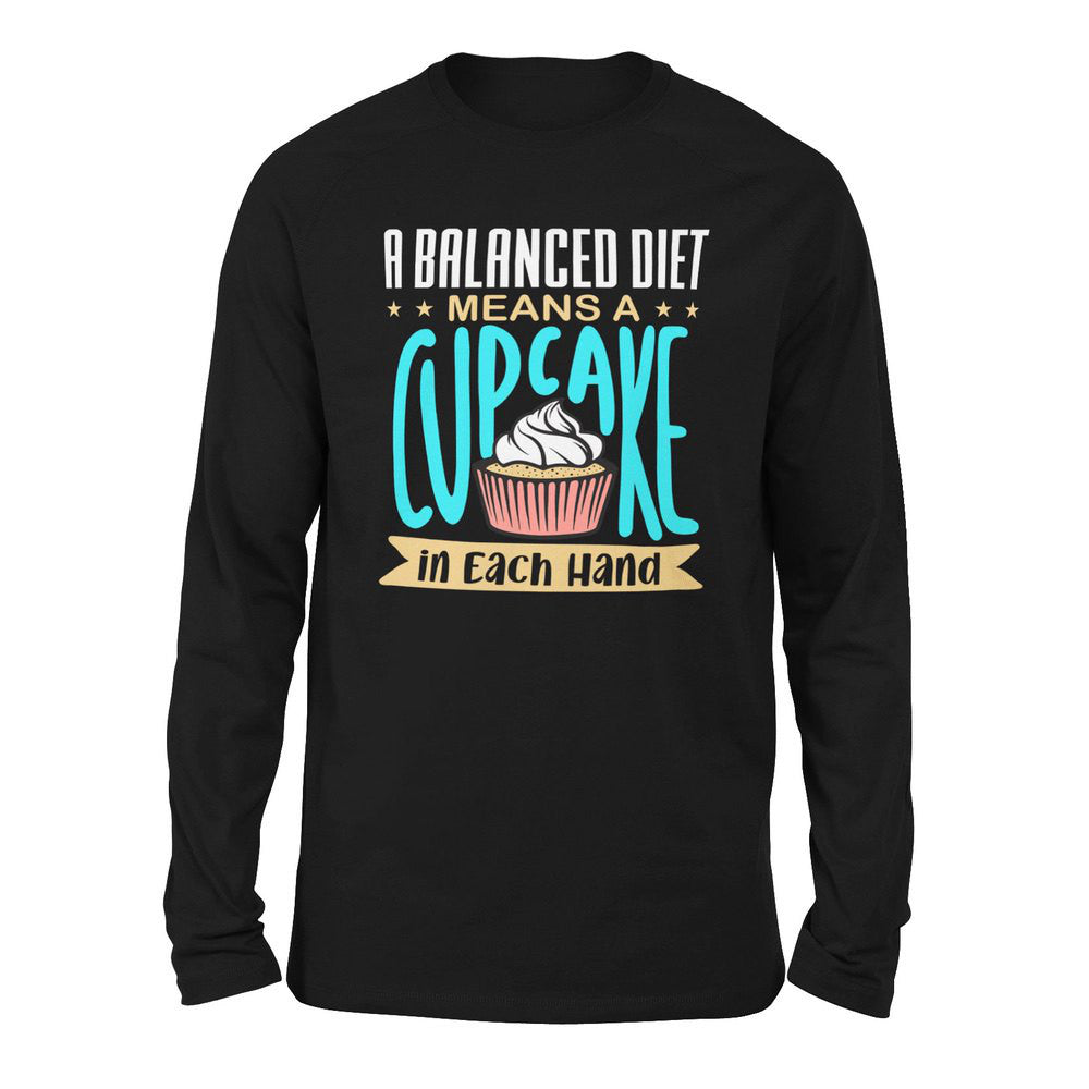 A Balanced Diet Means, A Cake In Each Hand Men/Unisex Drop Shoulder Sweatshirt in Black color